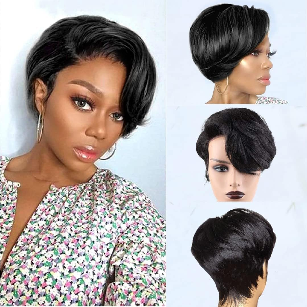 Straight Pixie Cut Wig Lace Front Human Hair Wig for Women Transparent Lace Short Bob Wig Brazilian Remy