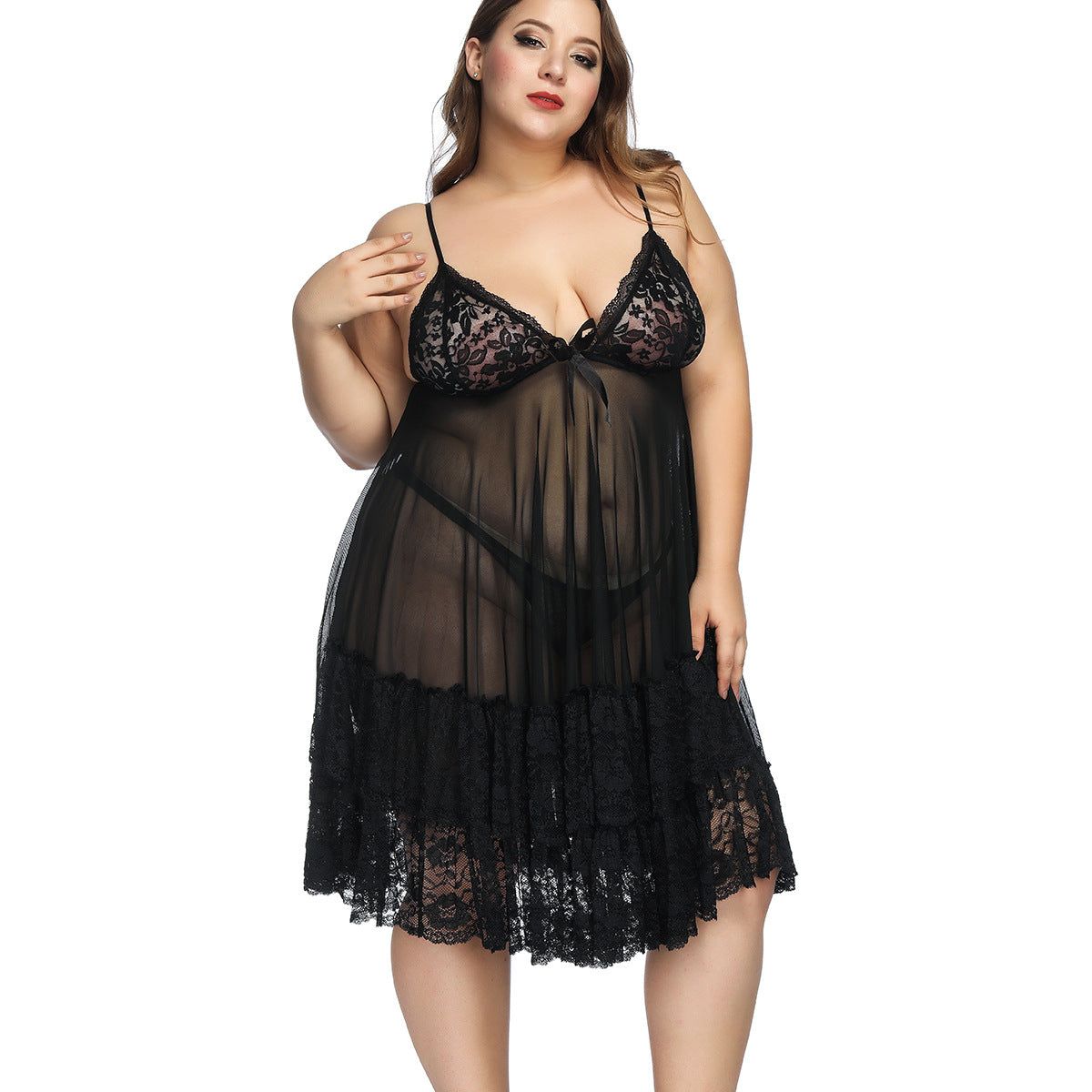 Net Yarn Sexy Lingerie Plus Size Nightdress